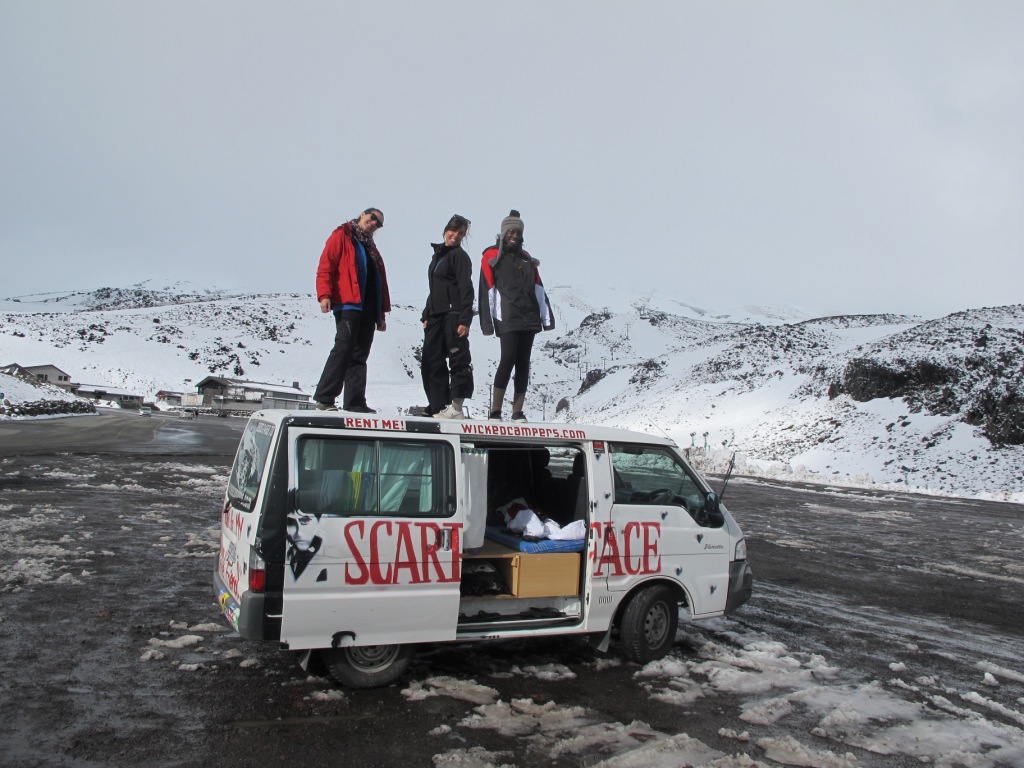 Girls exploring New Zealand in a van