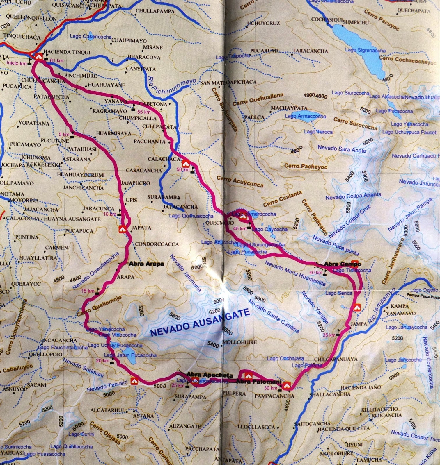 Map Ausangate route ruta