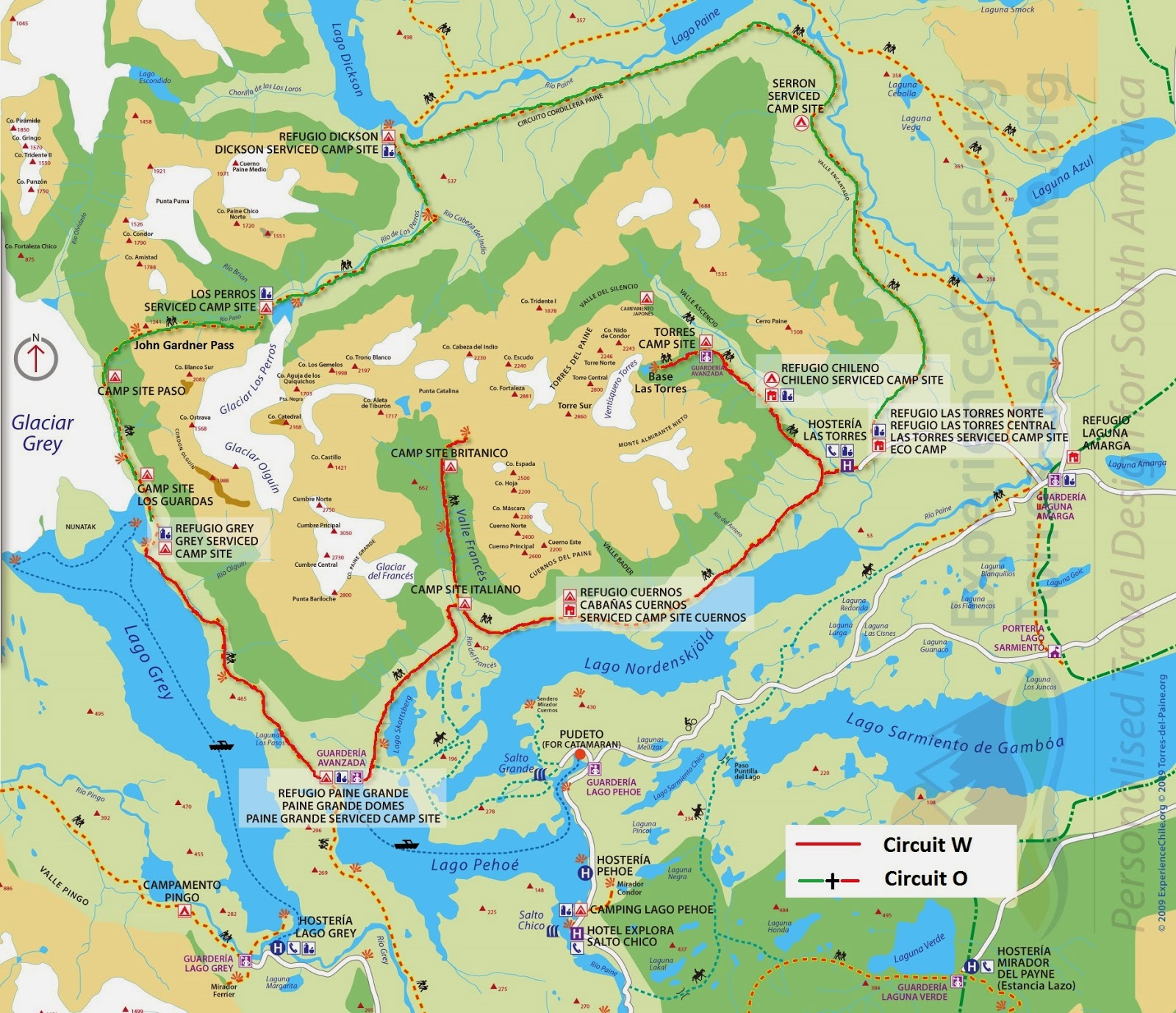 Mapa de Torres del Paine
