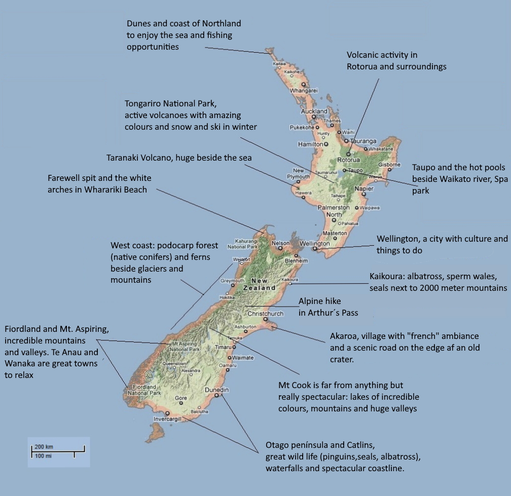 Map of New Zealand Pratical information